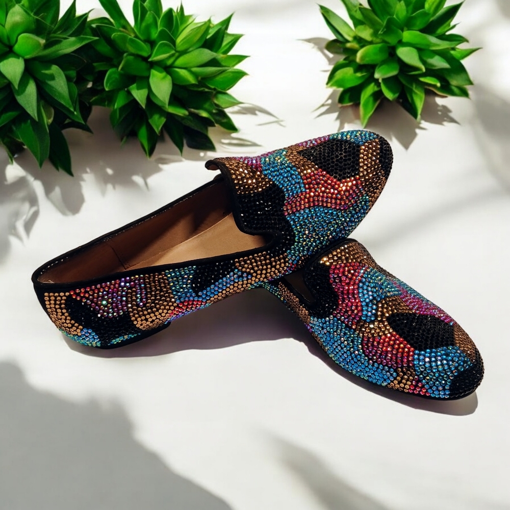 Steve Madden Concord Size 8 Multi-colored Rhinestone Flats - Picture 16 of 16